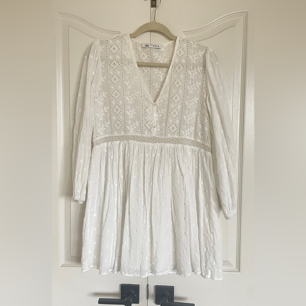 Zara white mini dress size S